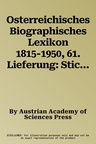 Osterreichisches Biographisches Lexikon 1815-1950, 61. Lieferung: Stich, Ignaz - Stratil, Frantisek