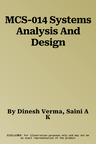 MCS-014 Systems Analysis And Design