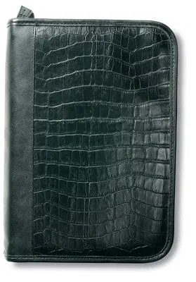 Alligator Bible Cover, Organizer, Zippered, Leather Look, Black, Extra Large