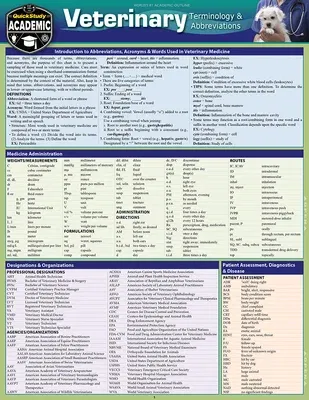 Veterinary Terminology & Abbreviations: A Quickstudy Laminated Reference Guide (First Edition, New)