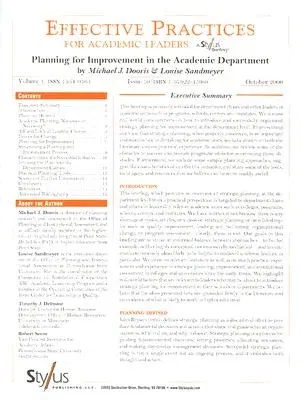 Effective Practices for Academic Leaders: Planning for Improvement in the Academic Department