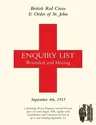 British Red Cross and Order of St John Enquiry List for Wounded and Missing: September 4th 1915