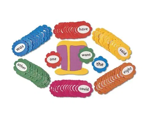 Jolly Phonics Tricky Word Wall Flowers: In Precursive Letters