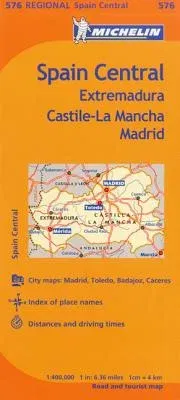 Michelin Spain: Central, Extremadura, Castilla-La Mancha, Madrid Map 576