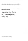 Hethitische Texte in Transkription Kbo 54 (1., Aufl.)