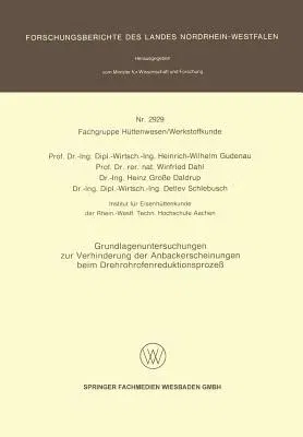 Grundlagenuntersuchungen Zur Verhinderung Der Anbackerscheinungen Beim Drehrohrofenreduktionsprozeß (1980)