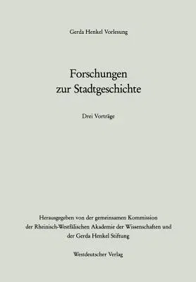 Forschungen Zur Stadtgeschichte (1986)