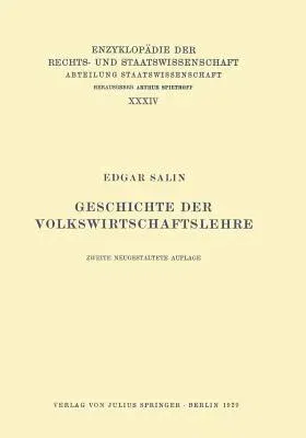 Geschichte Der Volkswirtschaftslehre (2. Aufl. 1929)