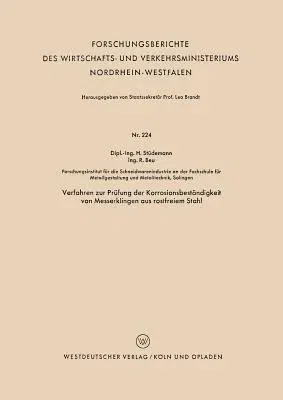 Verfahren Zur Prüfung Der Korrosionsbeständigkeit Von Messerklingen Aus Rostfreiem Stahl (1956)