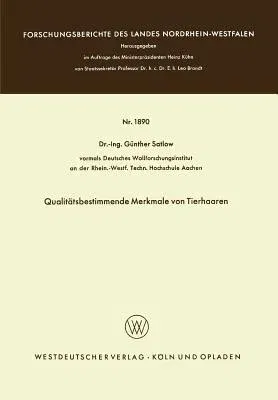 Qualitätsbestimmende Merkmale Von Tierhaaren (1967)