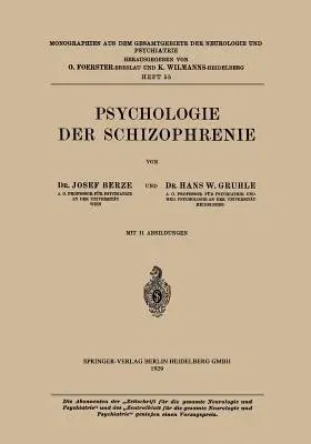 Psychologie Der Schizophrenie (1929)